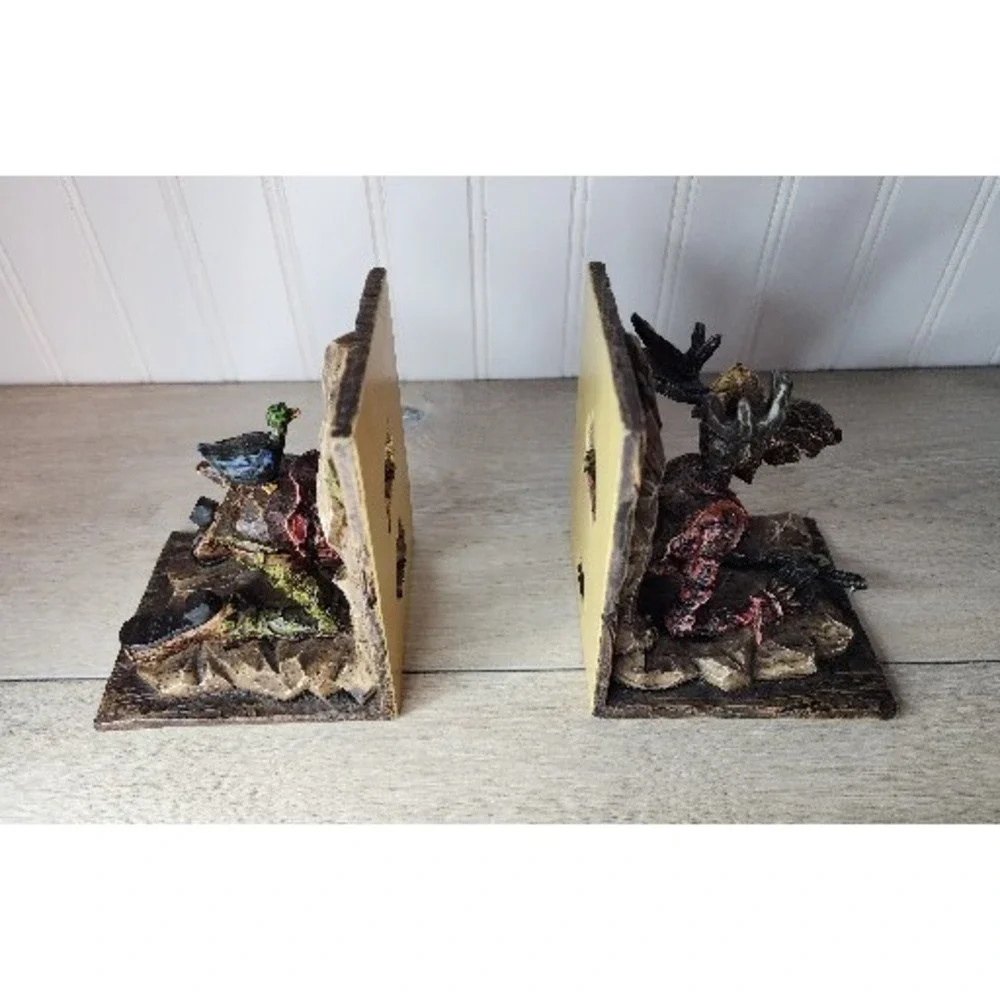 Moose Book Ends Porcelain‎ Cabin Deco Funny Nautical